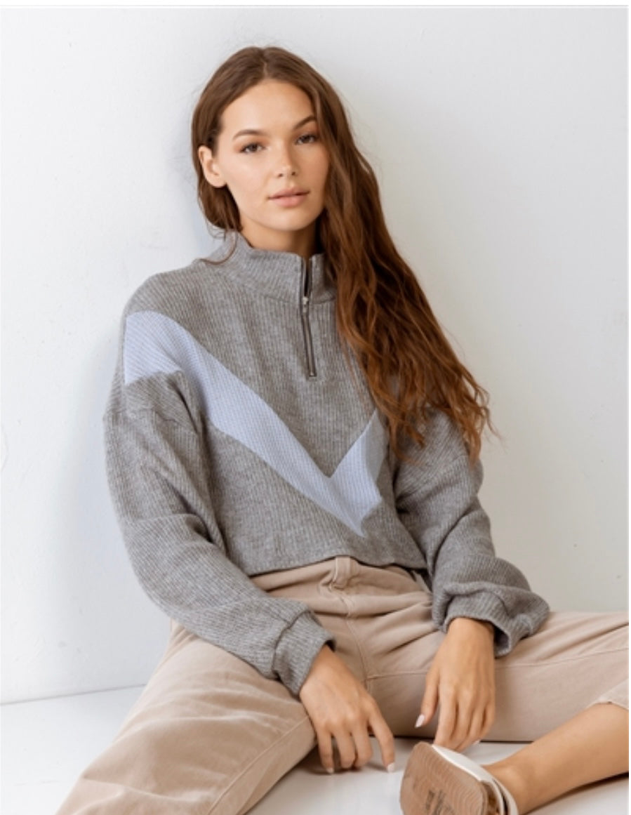 Haley Half Zip Chevron Sweatshirt
