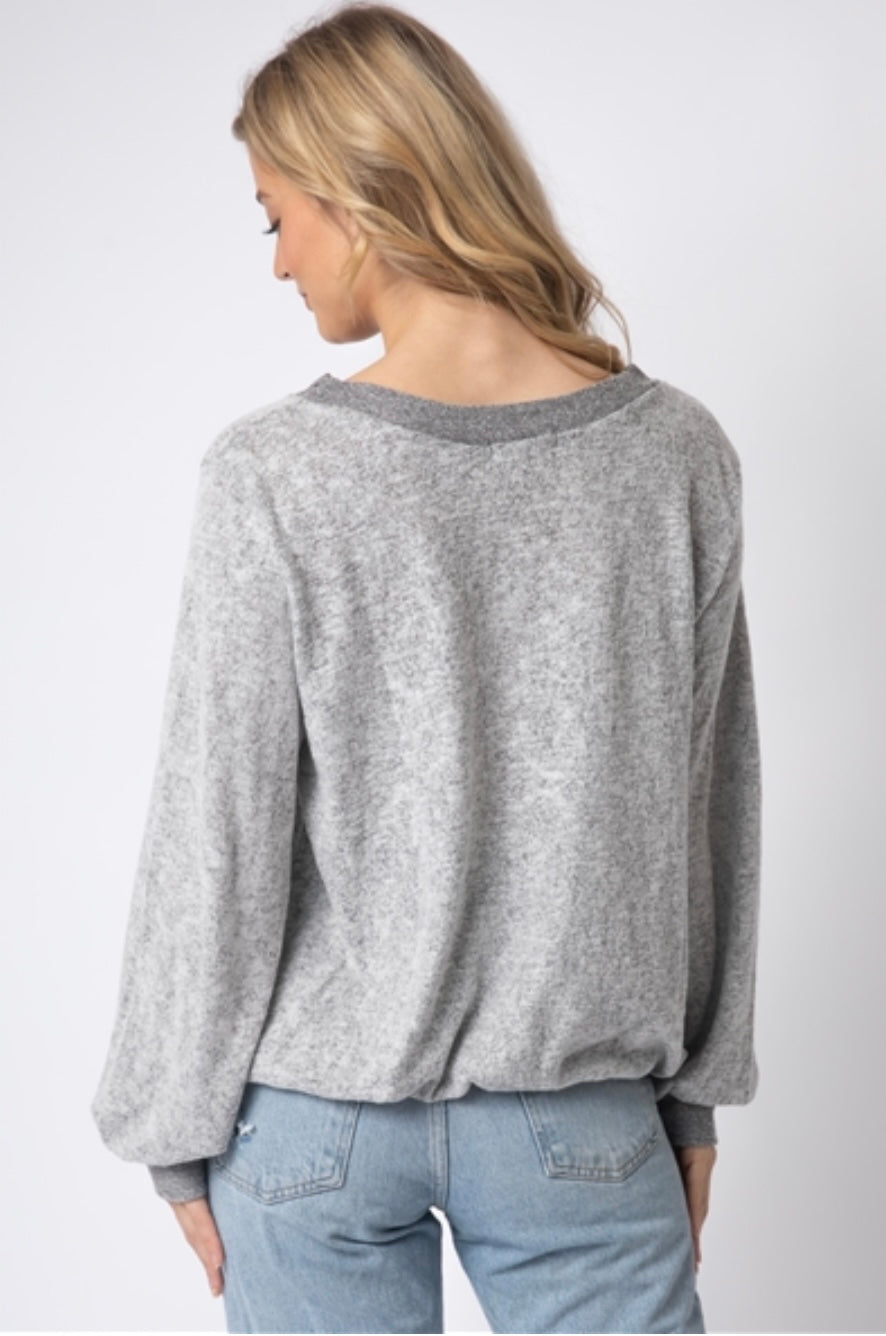 Gracie Heather Grey Contrasting Top