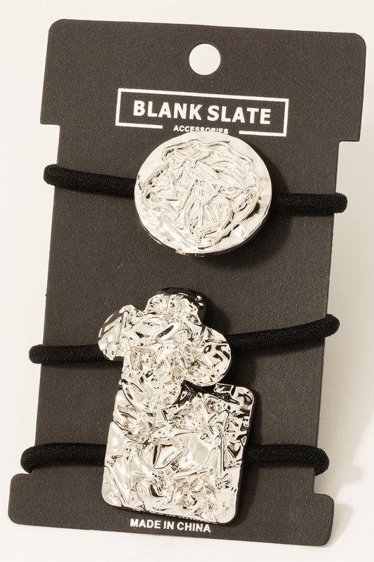 Julia Silver Charm Hair Tie Set