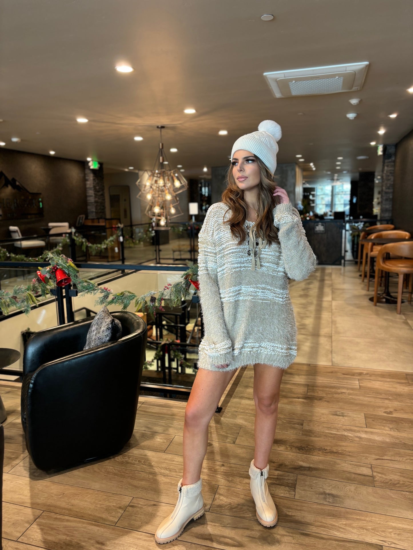 Christy Oversized Taupe Tunic Sweater Dress