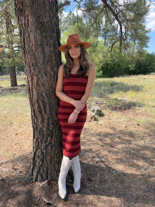 Everly Rust Striped Maxi Dress