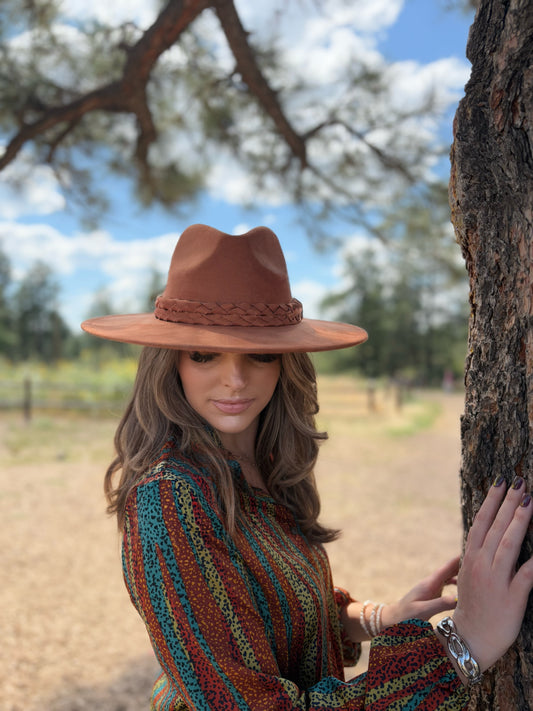 Arabella Rust Double Braided Fedora Hat