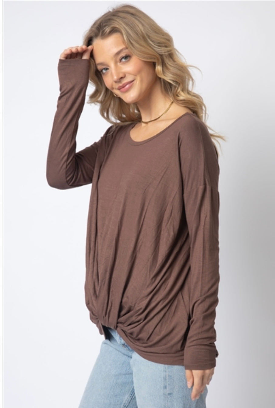 Marissa Mocha Twist Detail Top
