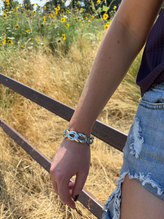 Maye Silver Abstract Bangle Bracelet