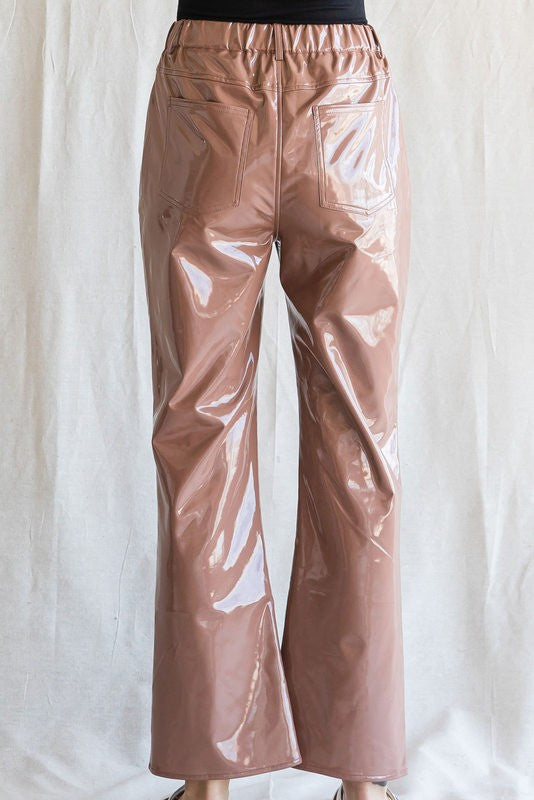 Huda Metallic Brown Flare Pants