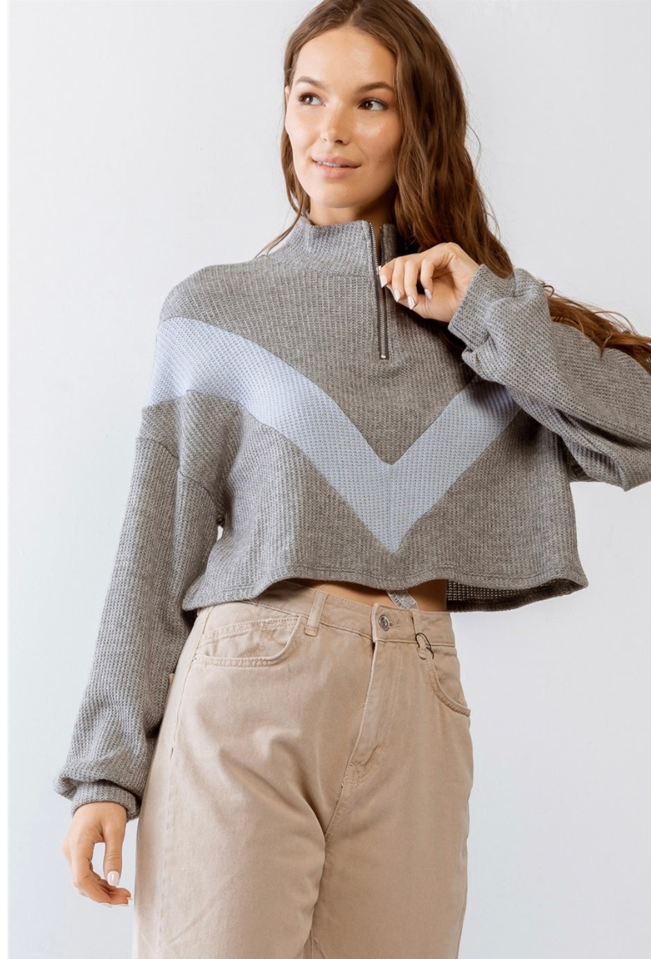 Haley Half Zip Chevron Sweatshirt