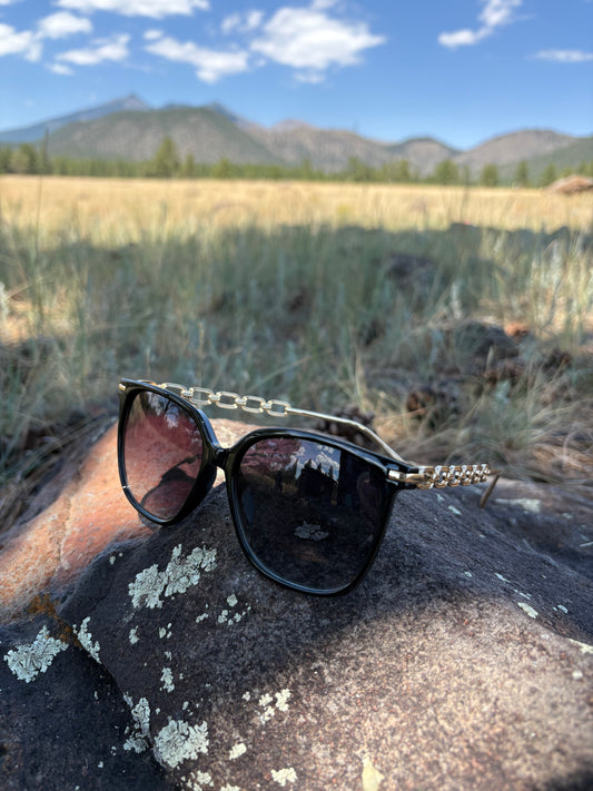 Tamera Black and Gold Sunglasses