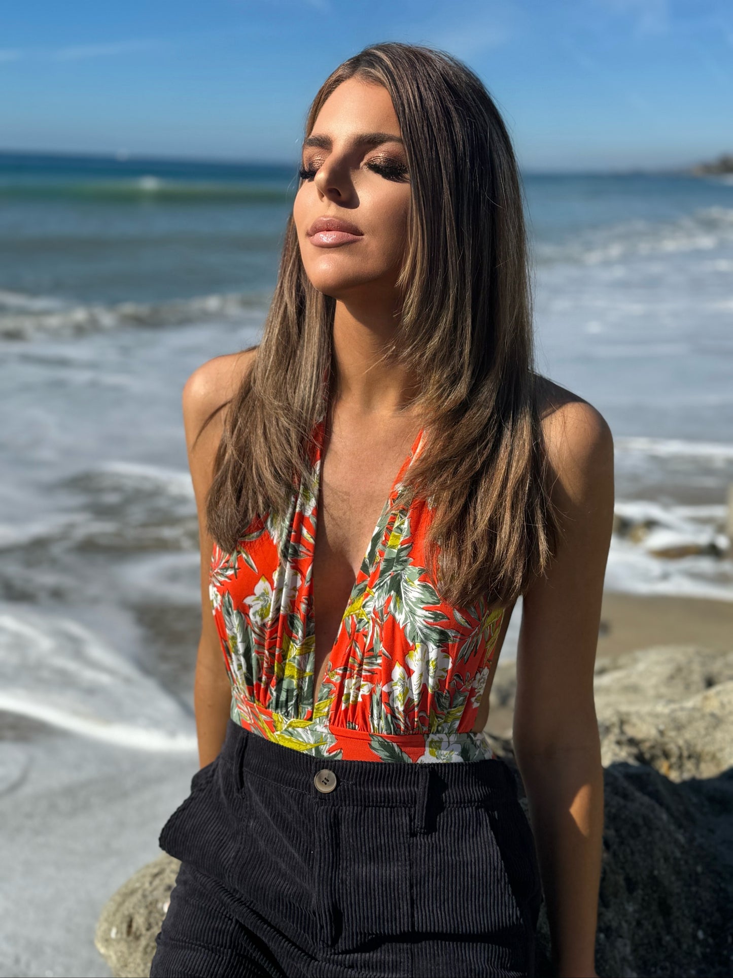 Trisha Tropical Halter Bodysuit