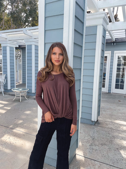 Marissa Mocha Twist Detail Top