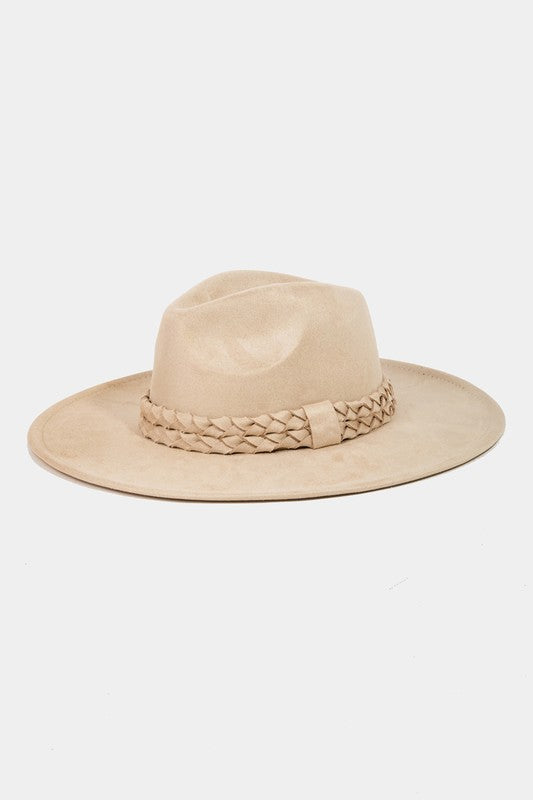 Arabella Beige Double Braided Fedora Hat