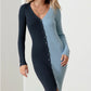 Brooke Ribbed Two Tone Button Down V-Neck Knit Maxi Dress