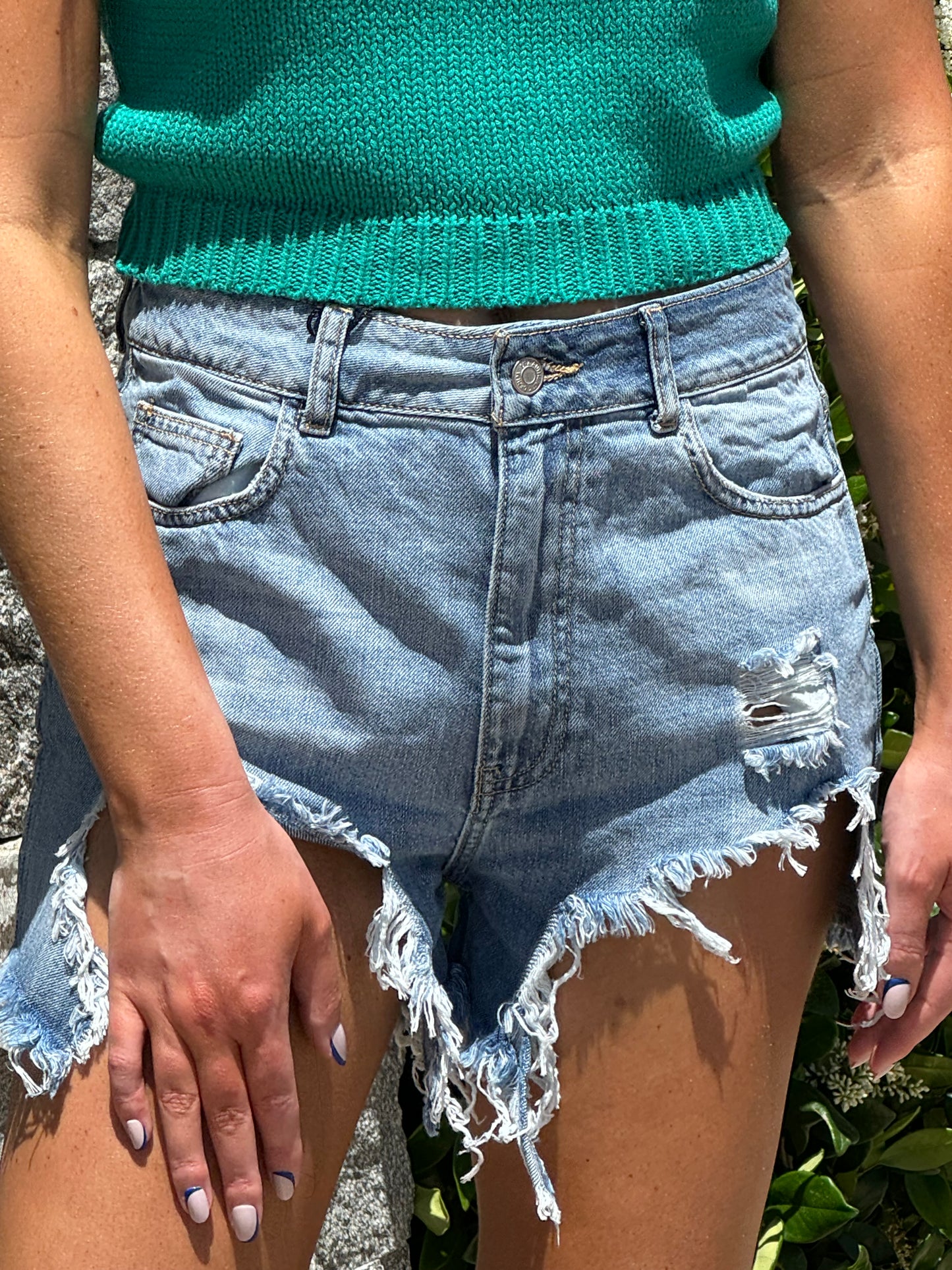 Daylee Ripped Frayed Denim Shorts