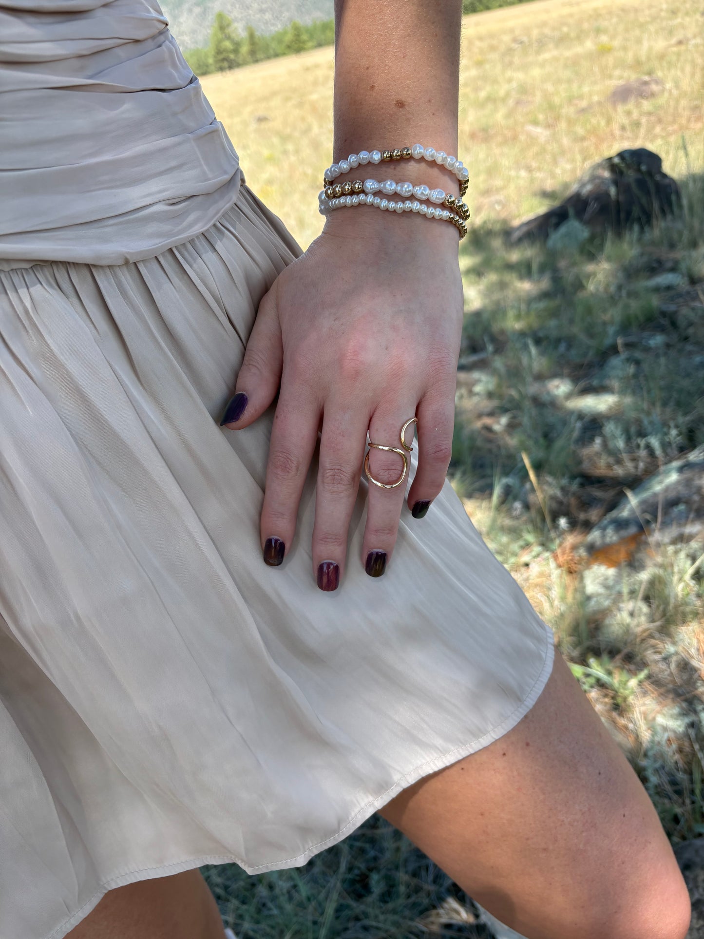 Kayleigh Dainty Abstract Gold Ring