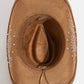 Ella Brown Studded Strap Rhinestone Detail Cowboy Hat