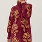 Josephine Burgundy and Gold Floral Sweater Dress