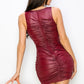 Isabella Red Ruched BodyCon Dress