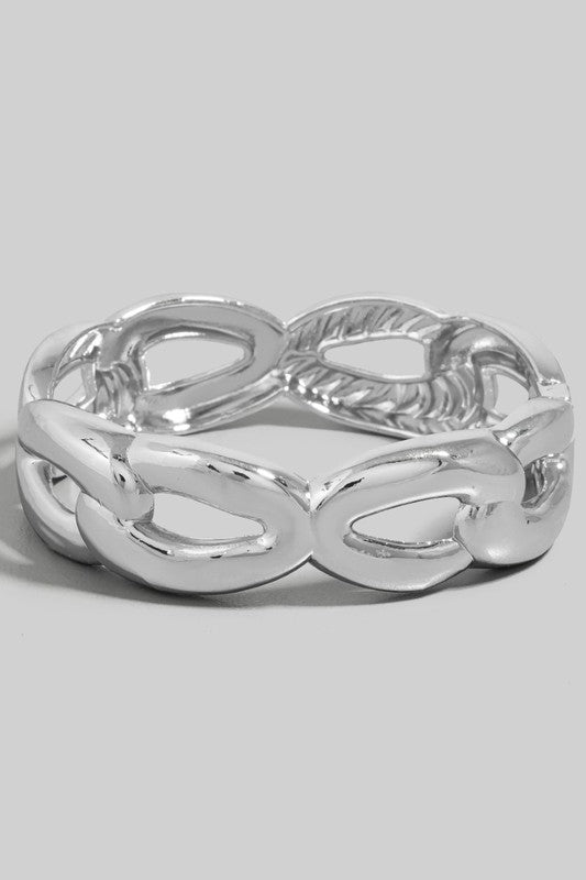 Maye Silver Abstract Bangle Bracelet