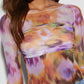 Mecca Long Sleeve Abstract Mesh Top