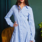 Kennedy Long Sleeve Button Down Pleated Dress