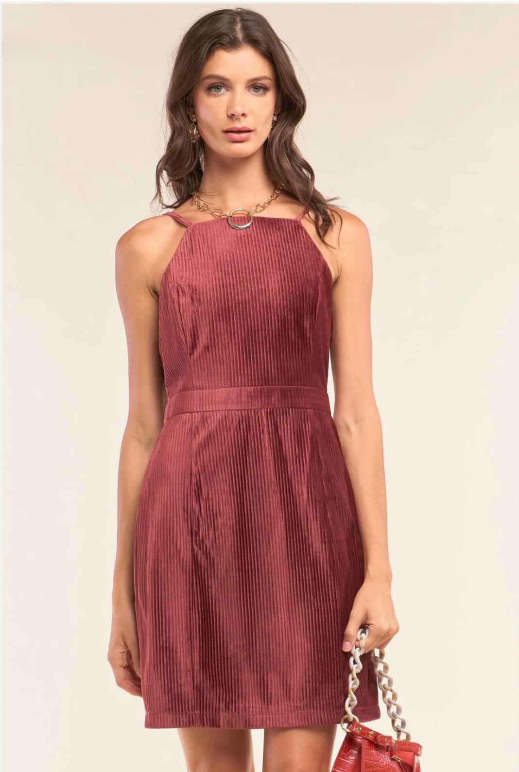 Holly Cranberry Corduroy Dress