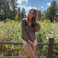 Cora Green and Pink V-Neck Long Sleeve Blouse