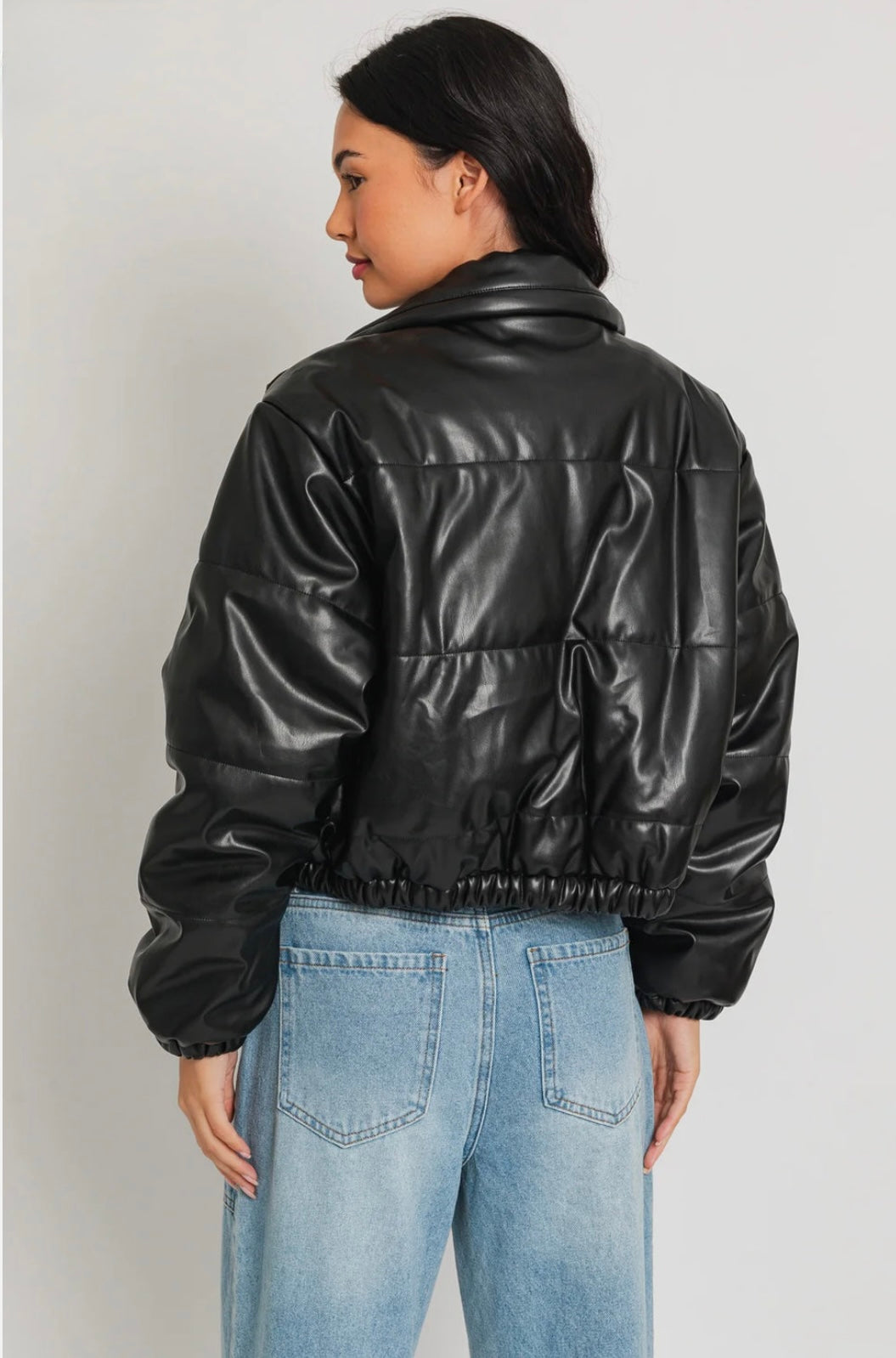 Linda Faux Leather Puffer Jacket