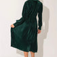 Noelle Emerald Green Long Sleeve Pleated Belted Mini Dress