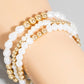 Eva White and Gold Stackable Bracelet Set
