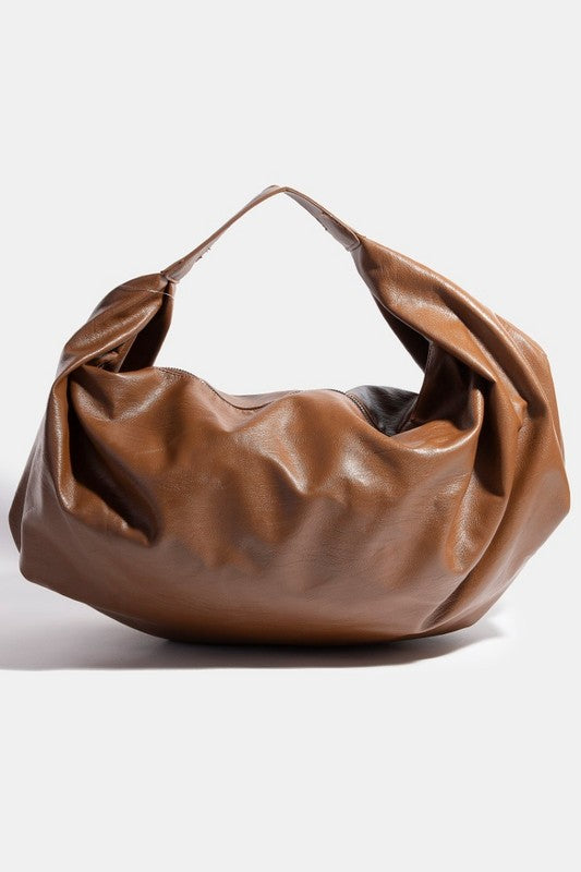 Remi Brown Faux Leather Hobo Bag