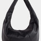Brooke Black Panel Stitch Faux Leather Crescent Boho Shoulder Bag