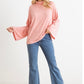 Bella Pink Wide Sleeve Womens Turtleneck