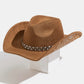 Ella Brown Studded Strap Rhinestone Detail Cowboy Hat