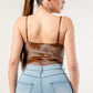 Aylani Brown Tie Dye Bustier Style Mesh Bodysuit