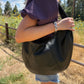 Brooke Black Panel Stitch Faux Leather Crescent Boho Shoulder Bag