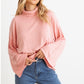 Bella Pink Wide Sleeve Womens Turtleneck