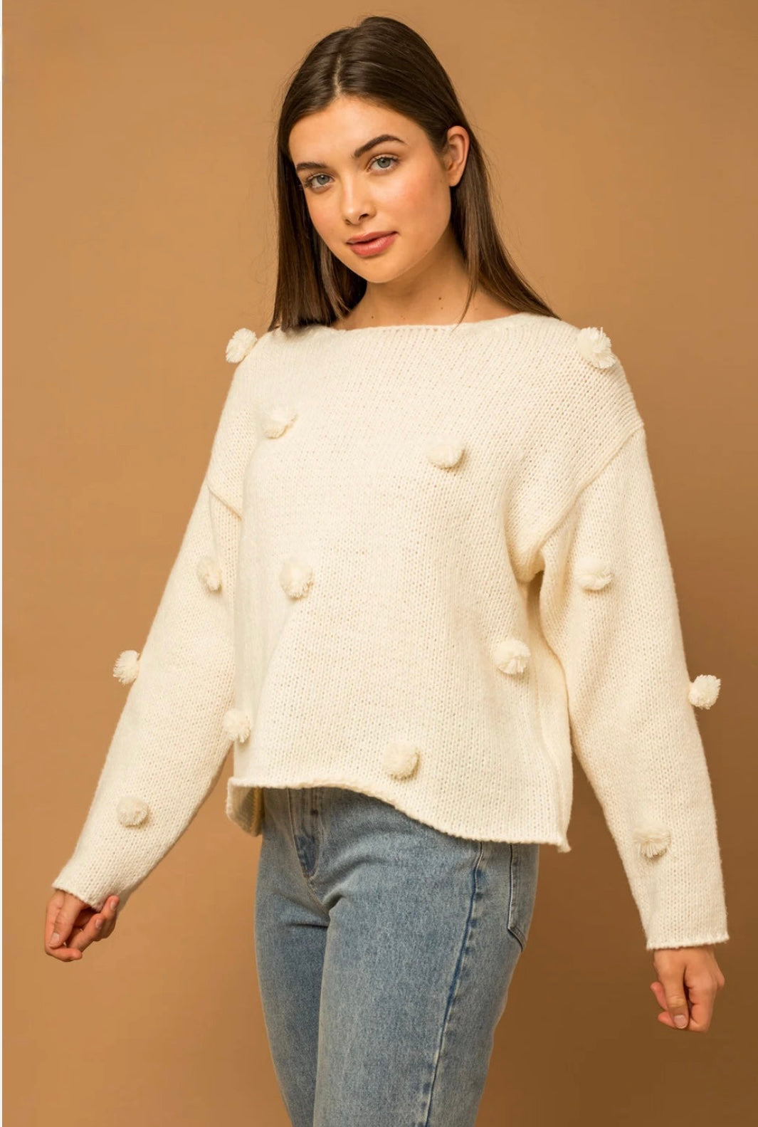 Eve Cream Pom Pom Sweater