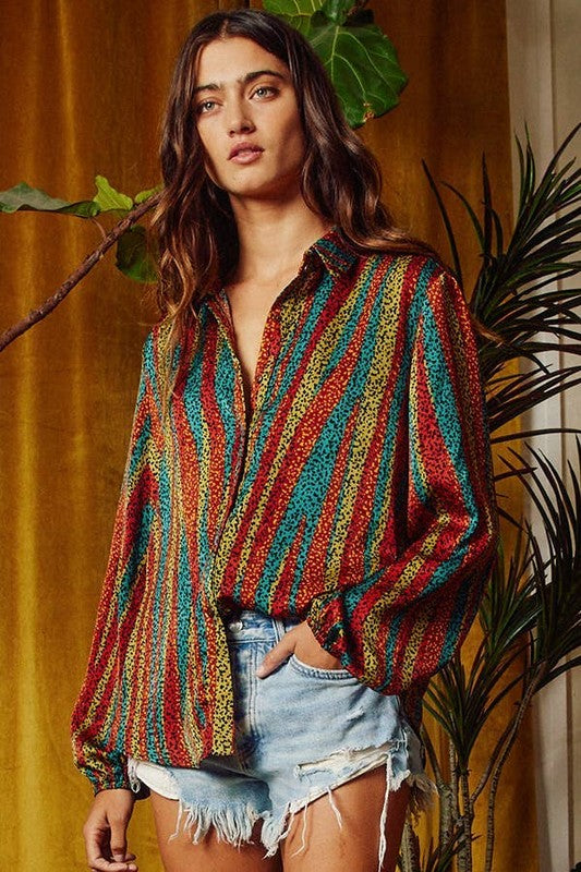 Melanie Multi-Colored Leopard Print Blouse