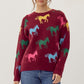 Delilah Burgundy Horse Graphic Sweater