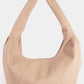 Brooke Taupe Panel Stitch Faux Leather Crescent Boho Shoulder Bag