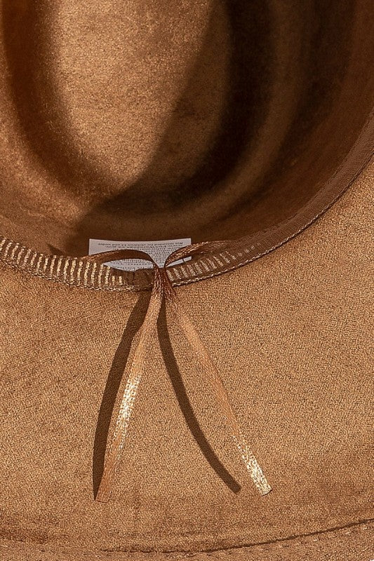 Ella Brown Studded Strap Rhinestone Detail Cowboy Hat