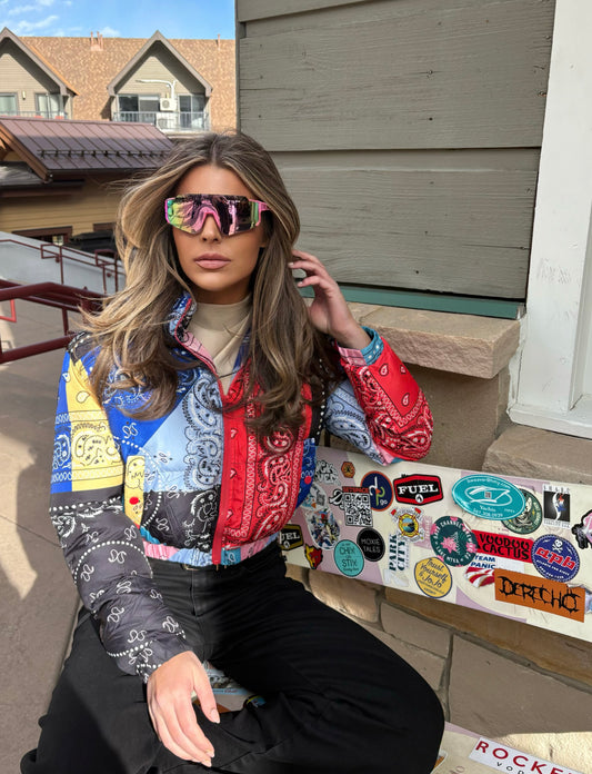 Adrienne Multi-Colored Paisley Bandana Puffer Jacket