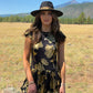 Quinn Gold and Black Floral Bubble Hem Dress