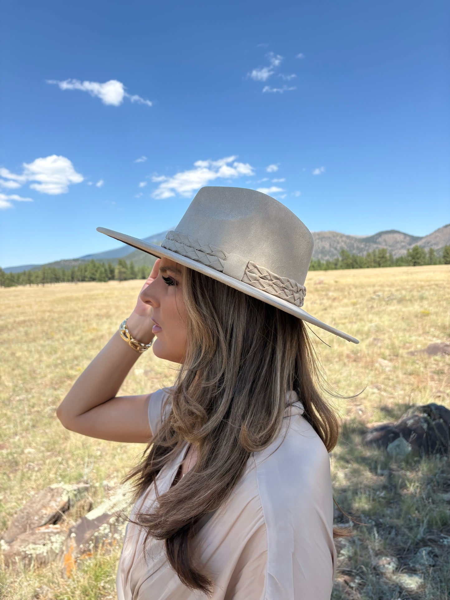 Arabella Beige Double Braided Fedora Hat