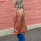 Rust color leopard Bomber style jacket, zip closure
