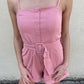 Dana Pink Polka Dot Belted Button Up Romper