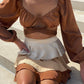 Criss Long Sleeve Cut Out Crop Top