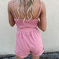 Dana Pink Polka Dot Belted Button Up Romper