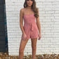 Dana Pink Polka Dot Belted Button Up Romper