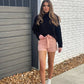 Paula Peach Collared High Waist Tie Shorts