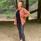 Rust color leopard Bomber style jacket, zip closure